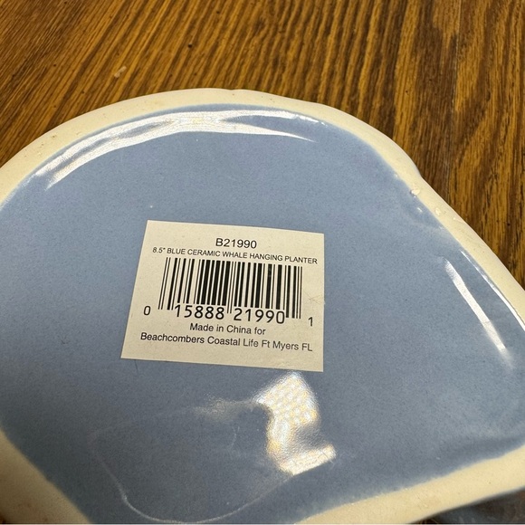 Blue Ceramic Whale Hanging Planter - Picture 6 of 6